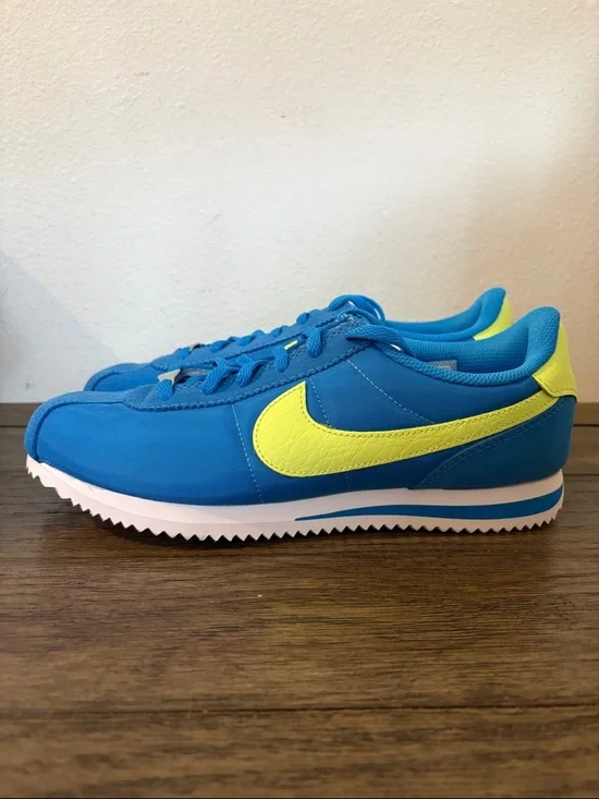 NIB [Nike] Cortez Retro Sneakers Shoes Photo Blue/Lemon Twist Youth 6/Womens 7.5 - Picture 6 of 13